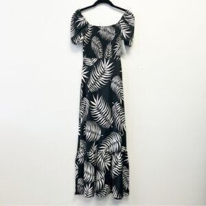 Black and White Leaf Print Dress
